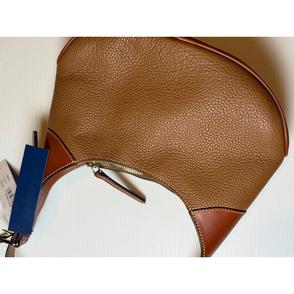 Dooney & Bourke Hobo Bag Brown Pebble Grain Leather Shoulder Purse Small Womens